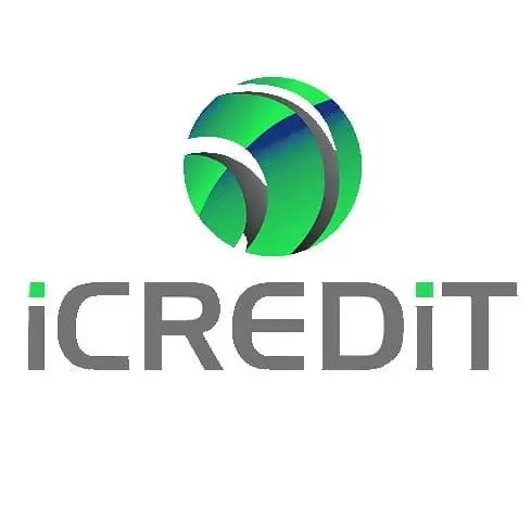 iCREDIT logo featuring bold, modern typography with a stylized icon representing finance and lending solutions.