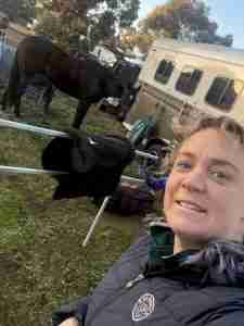 Bonny pictured with her horse beside her new Riviera WA horse float
