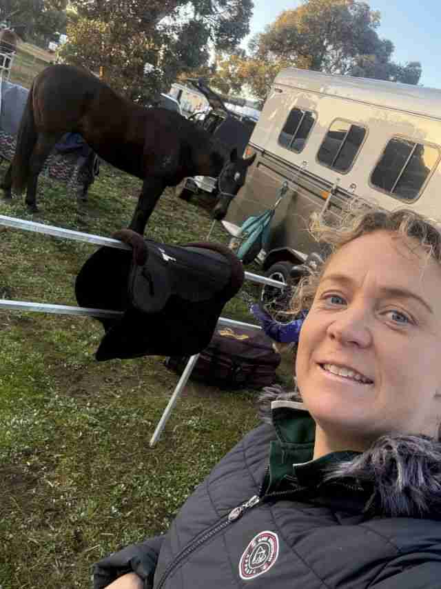 Bonny pictured with her horse beside her new Riviera WA horse float